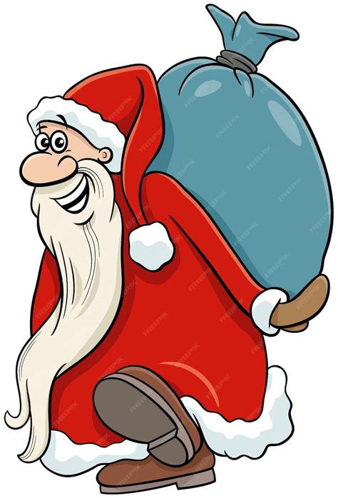 Premium Vector Cartoon Santa Claus Carrying Sack Of Christmas Ts