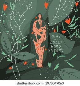 Woman Long Hair Naked Body Plant Stock Vector Royalty Free Shutterstock