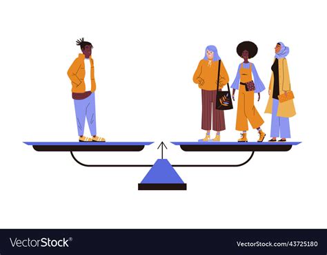 Gender Equality With People On Weight Scale Flat Vector Image