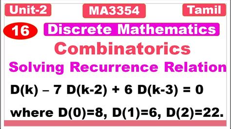 Discrete Mathematics Unit 2combinatoricsvideo16recurrence Relation Characteristic Roots