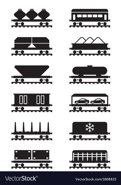 Different Types Of Railway Wagons Royalty Free Vector Image