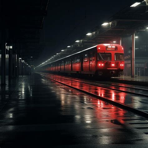 Premium Photo | Train in a station at night