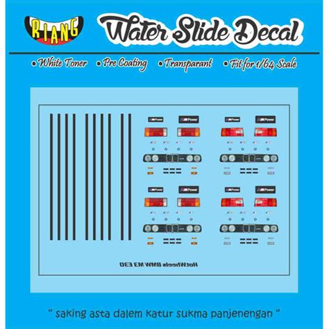 Jual Decal Waterslide Hot Wheels Lampu Bmw M E Kota Denpasar