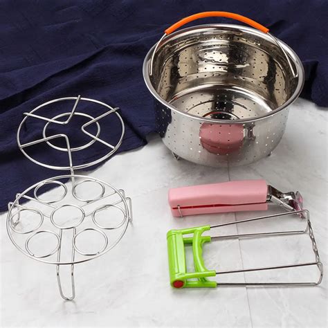 304 нержавеющая сталь Пароварка вставка с силиконовой крытой ручкой ...