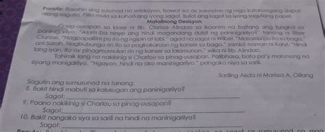 Sagutin Ang Sumusunod Na Tanong Bakit Hindi Mabuti Sa Kalusugan Ang