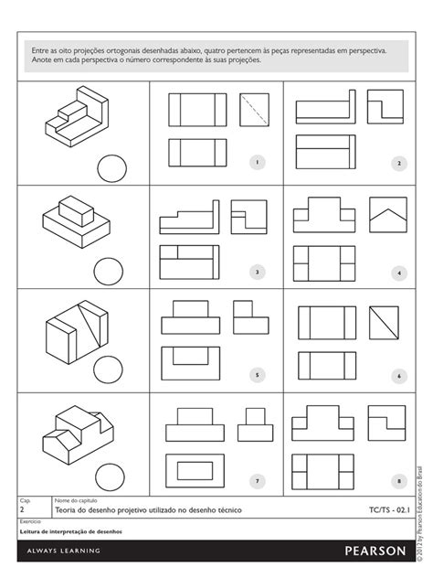 Exercicios Desenho Tecnico - Exercícios de Projeções Ortogonais | PDF | Desenho técnico | Parafuso