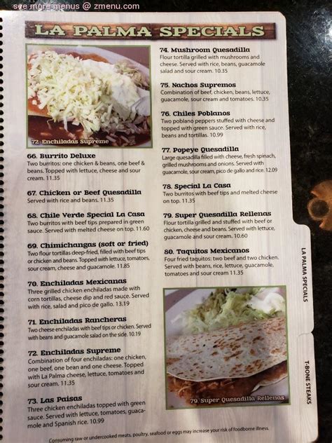 Menu At La Palma Mexican Grill Restaurant Millersburg