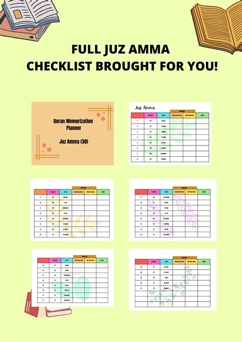 Quran Memorization Planner Juz Amma Surah Tracker Printable