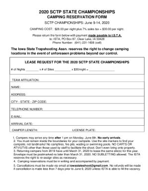 Fillable Online Camping Reservation Form Iowastateshoot Fax Email