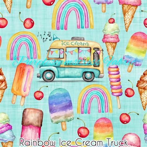 Rainbow Ice Cream Truck Purpleseamstress Fabric