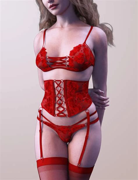 Genesis 9 的 X Fashion 刺绣奢华内衣 X Fashion Embroidery Luxury Lingerie for Genesis 9 服装 女性 DAZ3D下载站