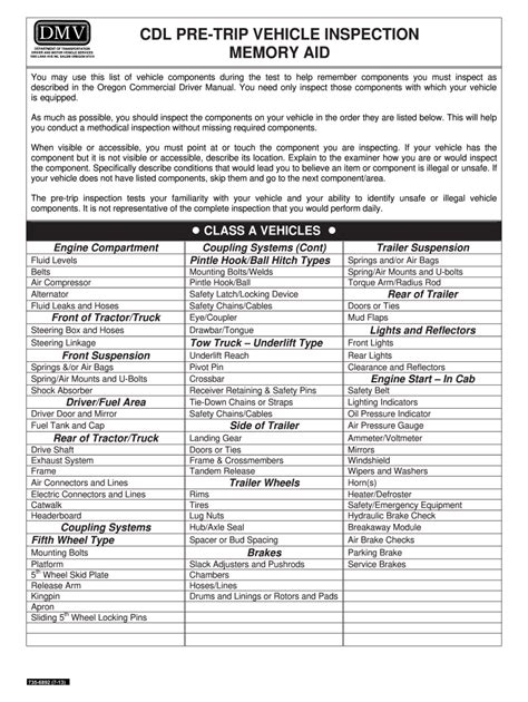 Michigan Cdl Pre Trip Inspection Checklist Fill Out And Sign Online Dochub