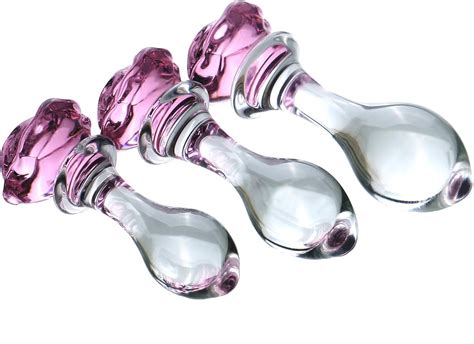 Amazon Pcs Crystal Rose Glass Butt Plug Set Small Medium Big Anal Plug Kit Anus Training