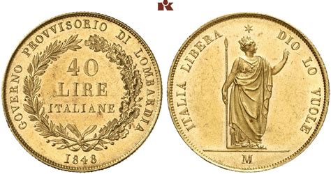 Provisorische Regierung 1848 40 Lire 1848 M Mailand Fb 474 Pagani