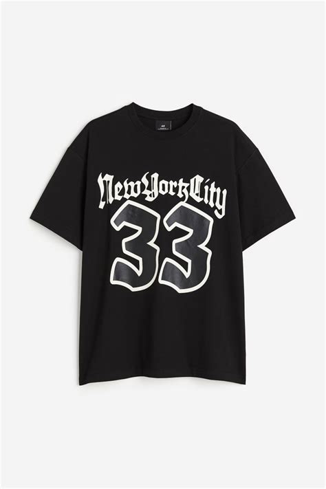 Loose Fit Print Tee Black New York Men Handm Au