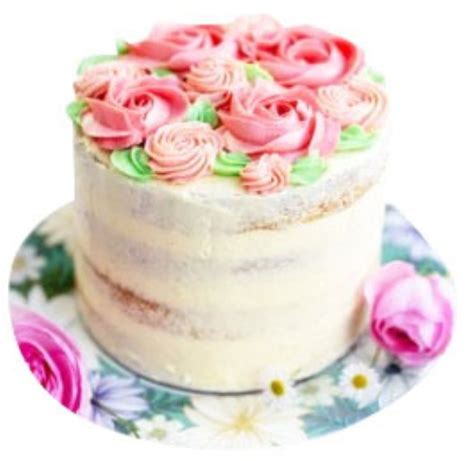 Naked Cake With Cream Roses