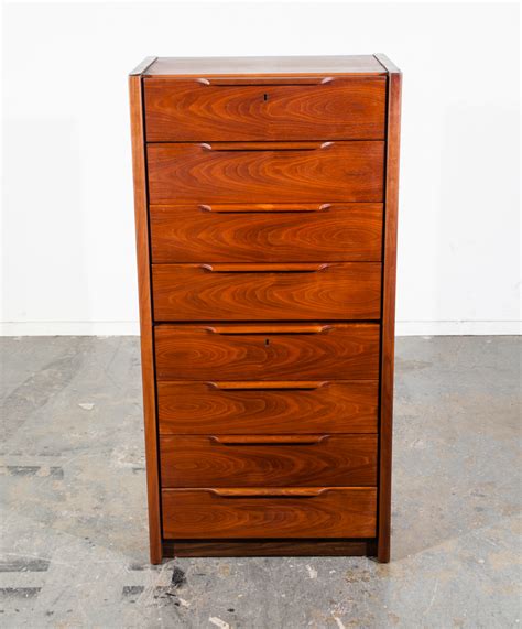 Mid Century Modern Highboy Lingerie Chest Tall Barzilay Walnut Wood
