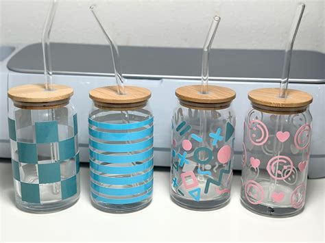 5 Little Monsters Glass Cups With Color Changing Vinyl