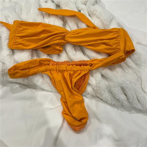 ORANGE BANDEAU BIKINI DM ME Depop