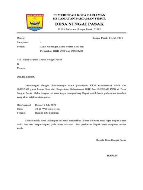 Surat Undangan Kepala Camat Pdf