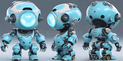 Ai Generated Illustration Of Three Robotic Figures Stand In A Row Stock