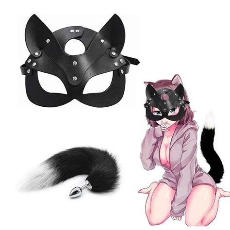 Jual Sex Toys For Woman Cosplay Fox Tail Mask Anal Plug Metal Anus Butt Plug Mask Cat Mask Party