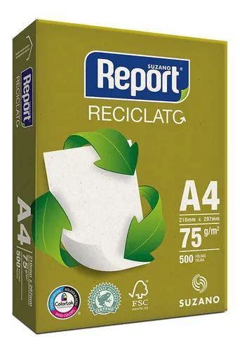 Papel A4 Reciclado 500 Folhas - Papel Sulfite A4 Reciclado 75g 500 Folhas Reciclato Report | MercadoLivre