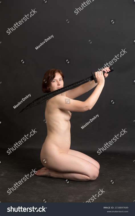 Studio Portrait Naked Woman Sword Stock Photo 2158897689 Shutterstock