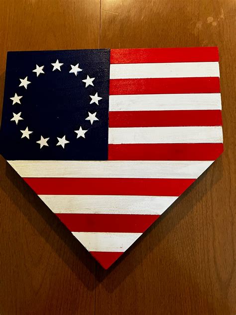 Baseball Home Plate American Flag Etsy