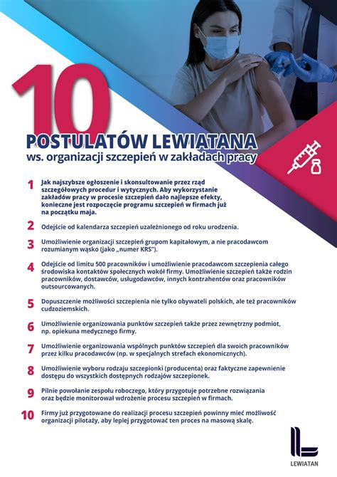 Postulat W Lewiatana W Sprawie Szczepie W Zak Adach Pracy Fxmag