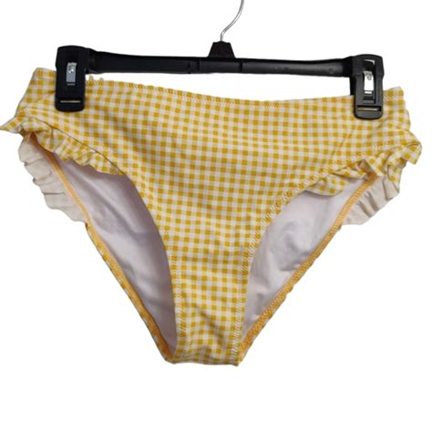 Cupshe Swim Cupshe Scrunch Butt Hipster Ruffle Trim Checked Checkered Swimsuit Bottom Bikini