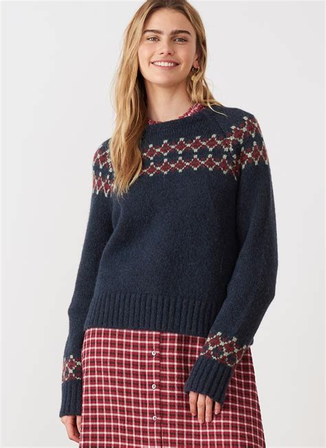 Ink Alpaca Fair Isle Yoke Jumper Women S Jumpers Brora