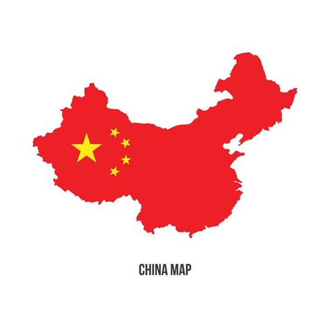 illustration   red china map isolated   white background perfect