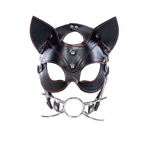 A Pce Adults Sm Game Sex Erotic Toys Of Leather Fox Mask Hood With Open Mouth Gag Harness Strap