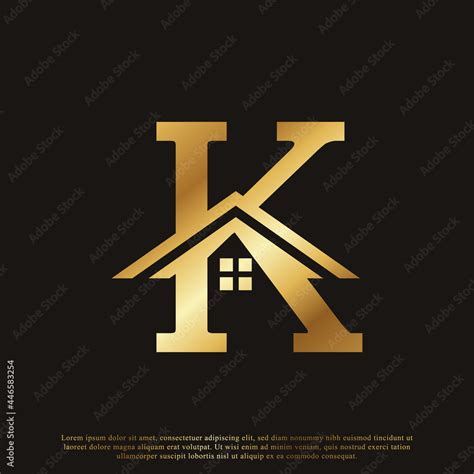 Initial Letter K Home House Golden Logo Design Real Estate Logo