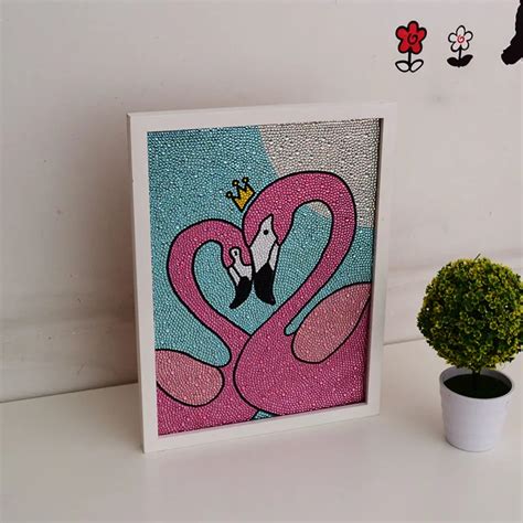 Flamants Roses D Bricolage Diamant Peinture Point De Croix Aliexpress