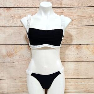 Amazon Swim Brand New Colorblock Bikini Set Square Neck High Cut Cheeky Swimsuit Black White