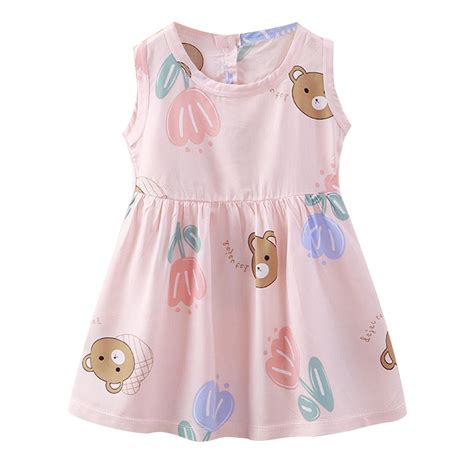 Wnvmwi Girls Dresses Cute Bunny Dress Summer Cartoon Girls Print Dress