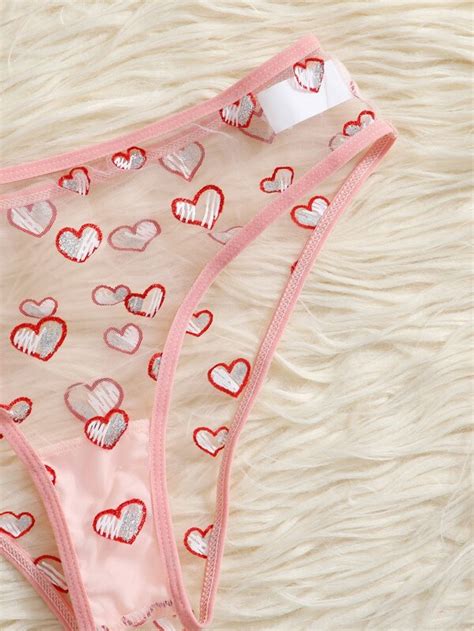 Heart Sheer Mesh Lingerie Set Shein Uk