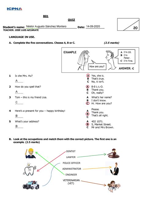 Quiz Em Ingles Basico - 14-09-2020 - QUIZ B01 - EXAMEN PRÁCTICO DE INGLÉS BÁSICO, VOCABULARIO Y