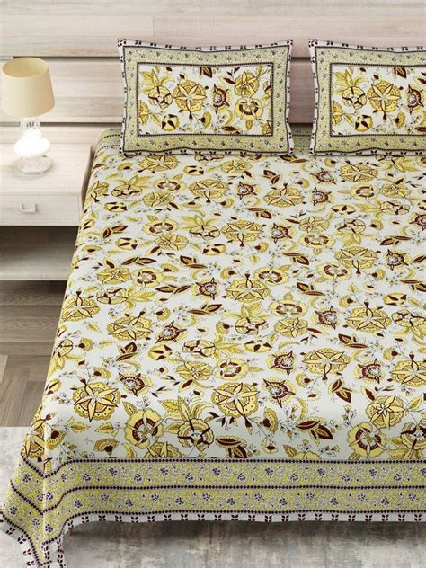 Multicolor Floral Printed Cotton Double Bed Sheet King Size For Home