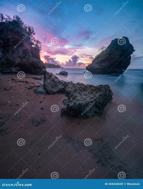 Beach on Background of the Purple Sky - Perfect for Wallpapers Stock ...