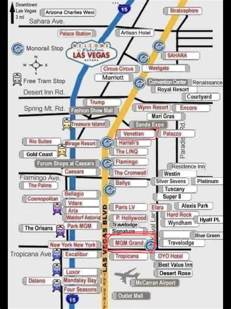 las vegas strip hotel map 11