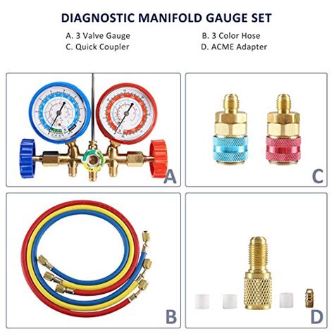 Orion Motor Tech Ac Diagnostic Manifold Freon Gauge Set For R A R