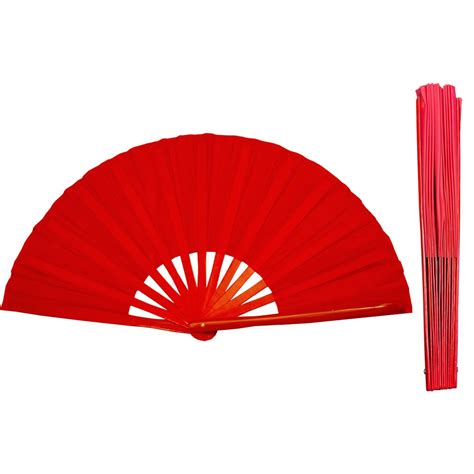 Fan13 Plain Red Tai Chi Kung Fu Fan Colorful Design For