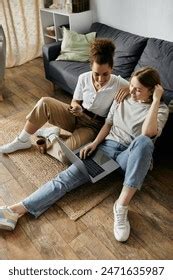 Lesbian Couple Sits On Floor Living Stock Photo Shutterstock