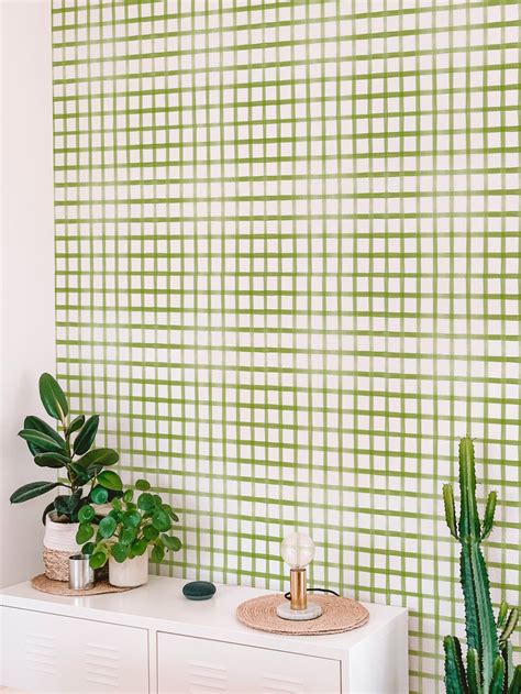 Green Gingham Peel and Stick Wallpaper / Grid Removable - Etsy
