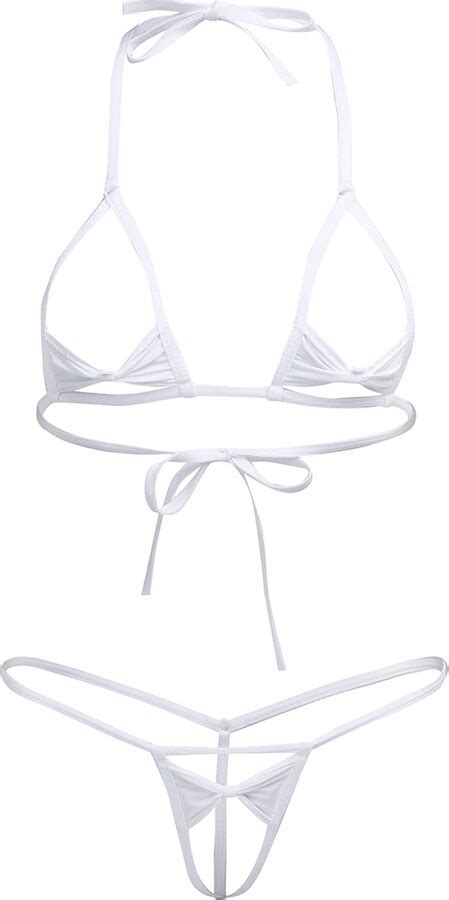 Iiniim Womens Tiny Micro Tie Side Thong Bikini Unlined G String See