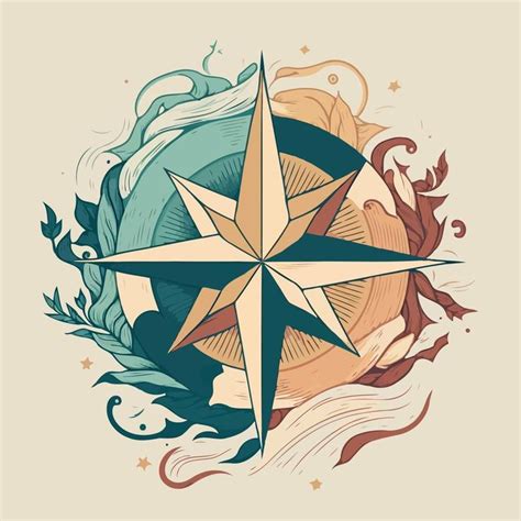 Compass Wind Rose In Stylized And Colored Illustration Compass Art Compass Design Art