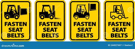 Fasten Seat Belts Label Sign On White Background Stock Vector